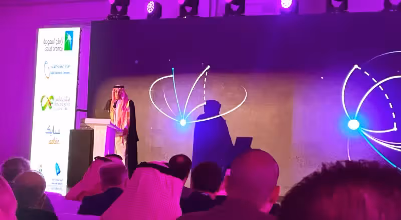 Conference speaker on stage