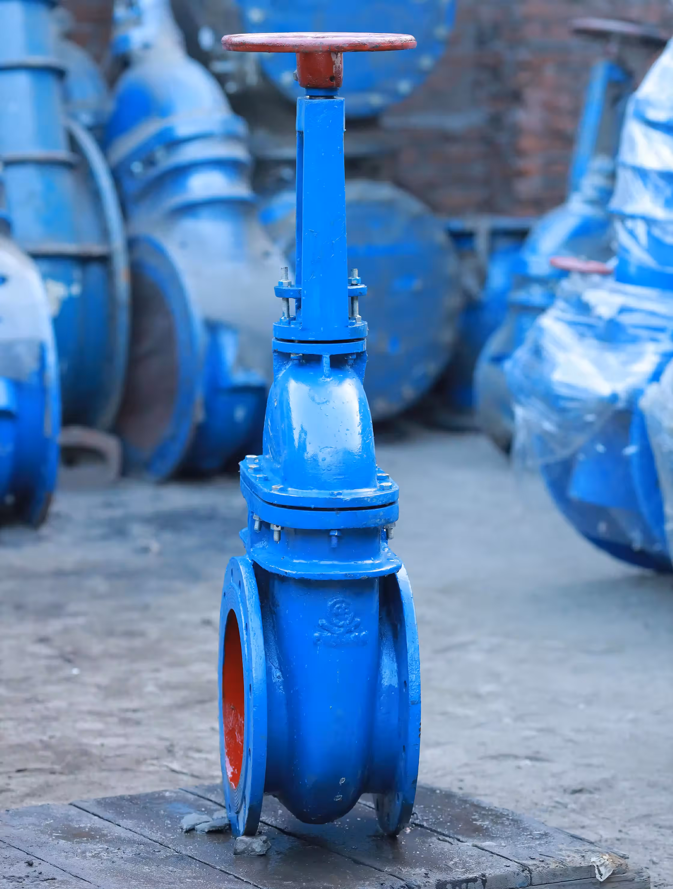 Industrial steel pipelines and tubes installed in a manufacturing plant - left view